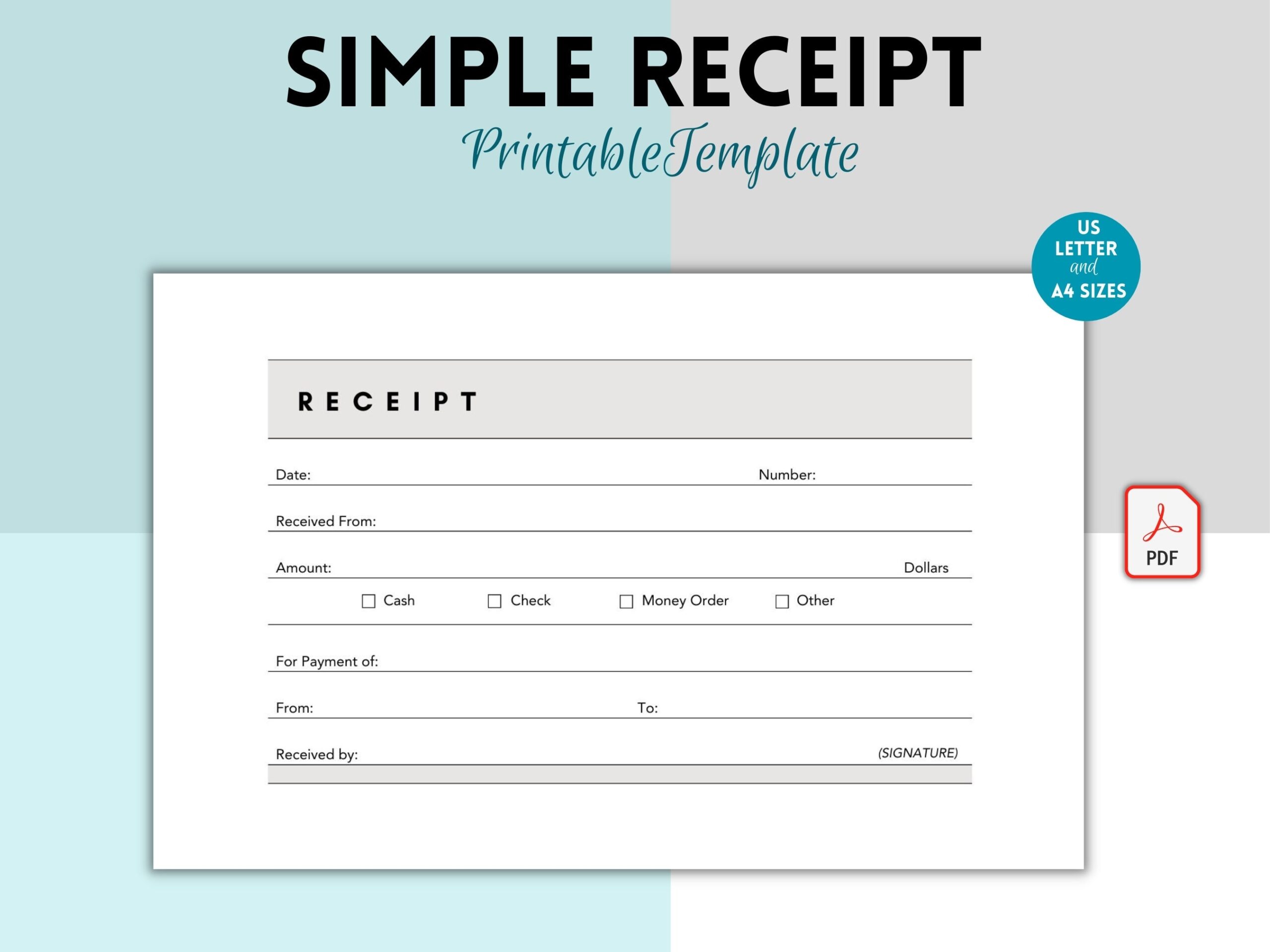 Simple Receipt Printable Business Receipt Sales Receipt Template 