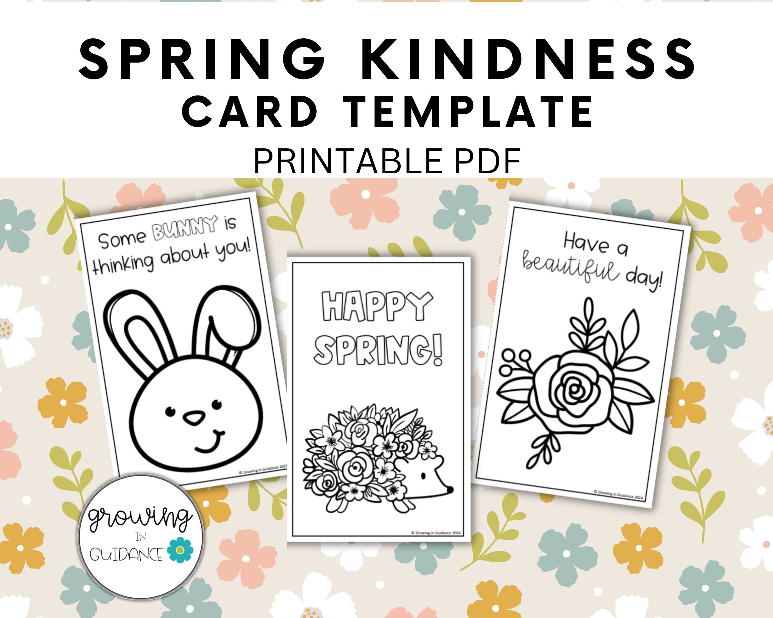 Spring Kindness Card Templates Elementary Printable Kindness Activity Etsy