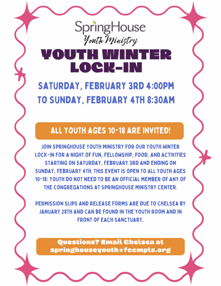 SpringHouse Youth Lock In Feb 3 U0026 4 First Christian Church Disciples Of Christ 