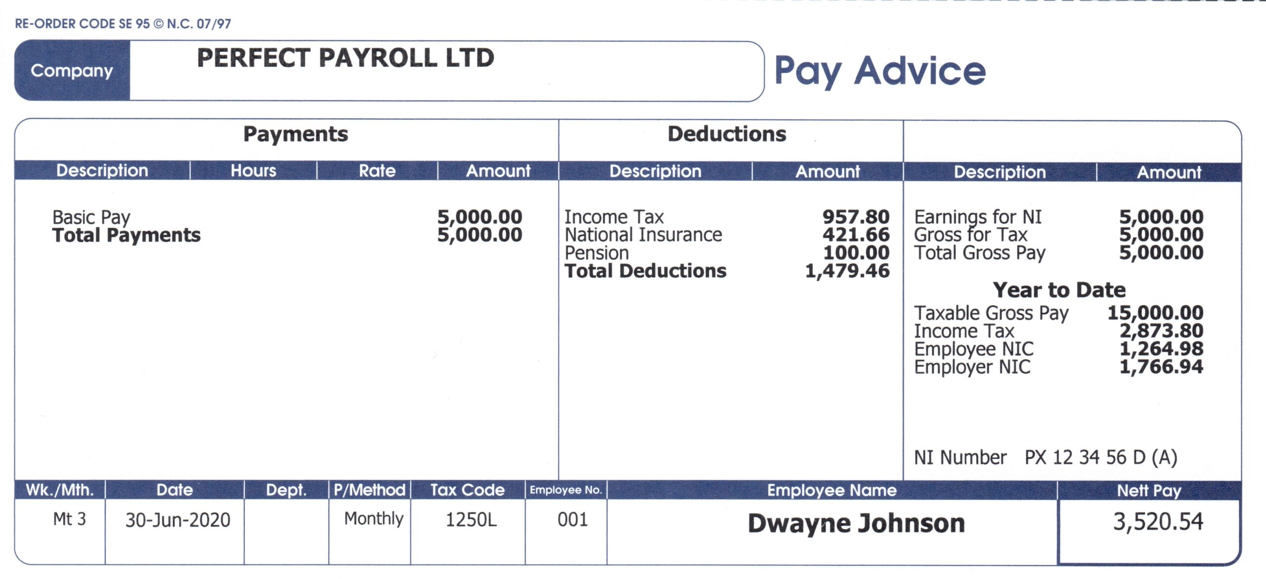 Standard Payslip SL06