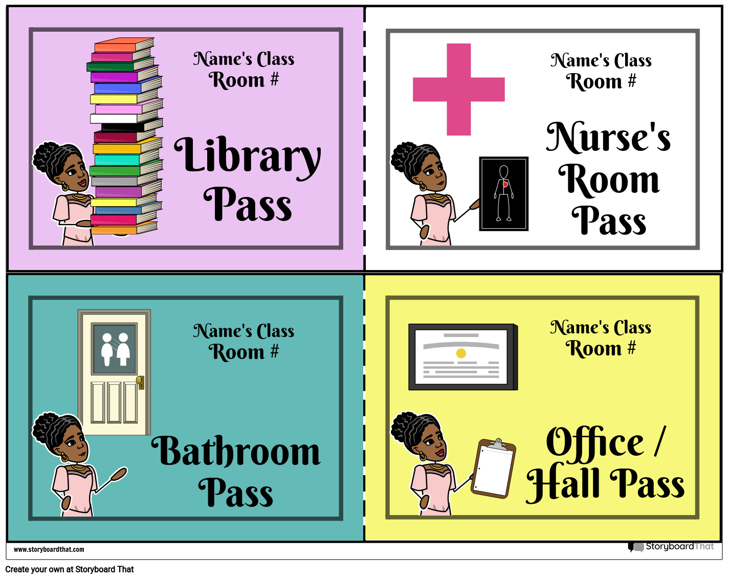 Storyboard That Free Printable Hall Passes For Classrooms