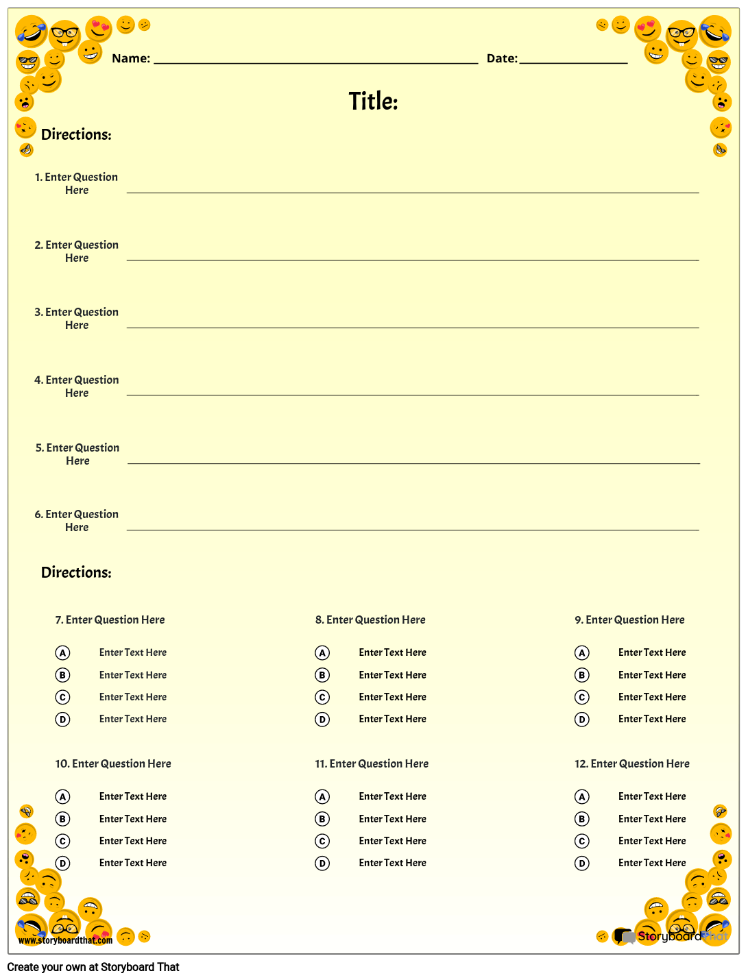 Storyboard That Free Quiz Maker Templates For Teachers