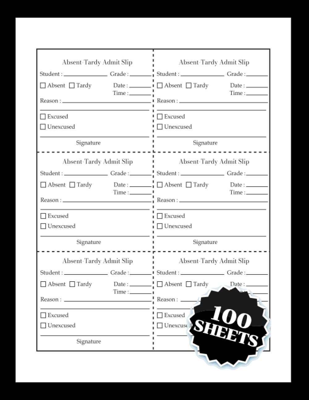 Student Admit Slip Book Early Dismissal Slip Book Absent Tardy Admit Slips For School Tutors Iere Amazon Books