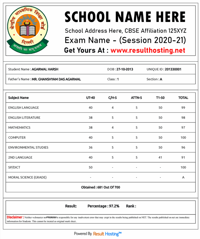 Student Result Management System Templates