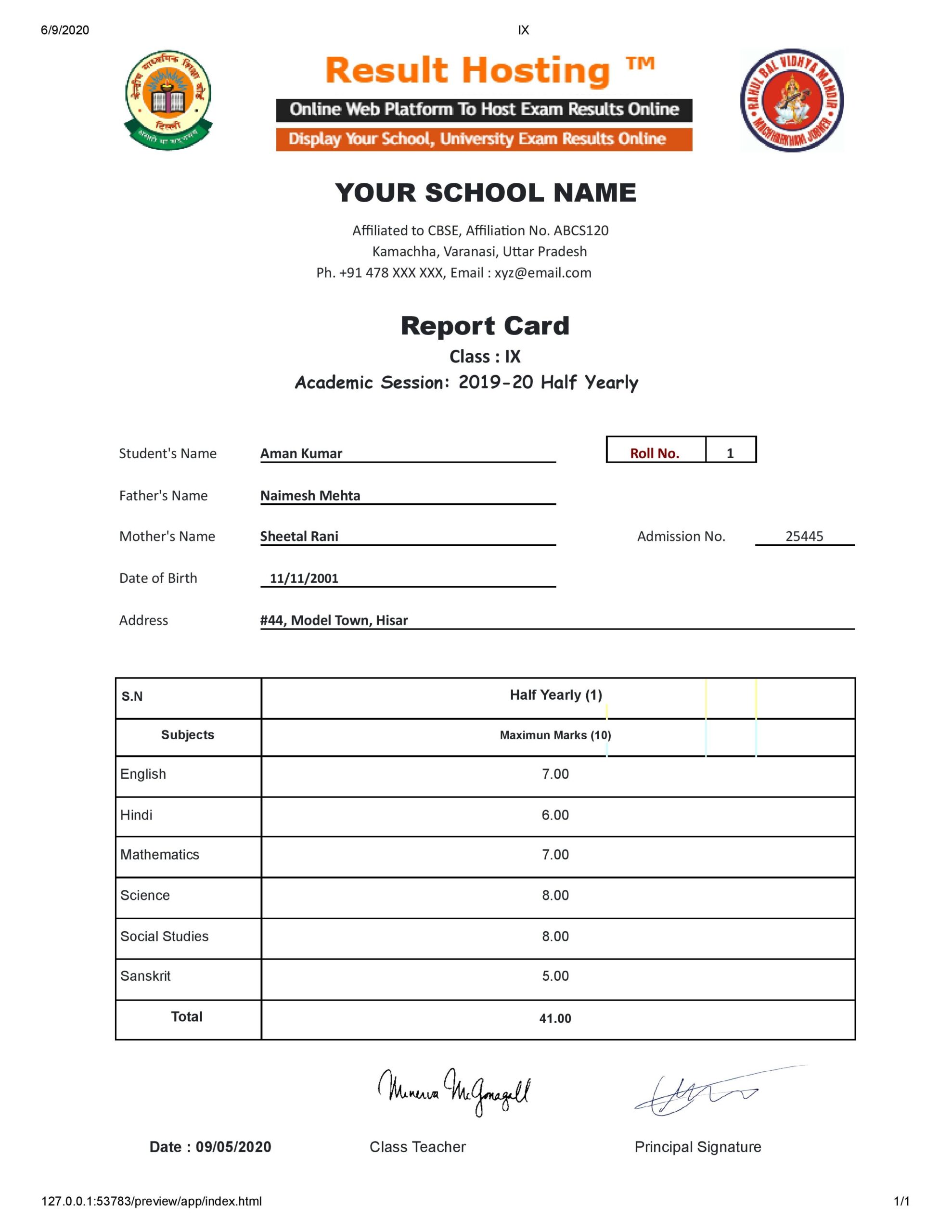Student Result Management System Templates