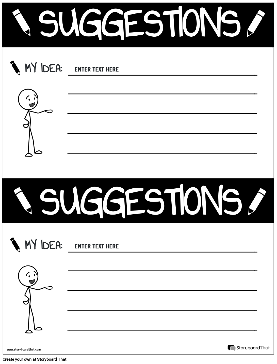 Suggestion Slip Template Featuring Stick Figures
