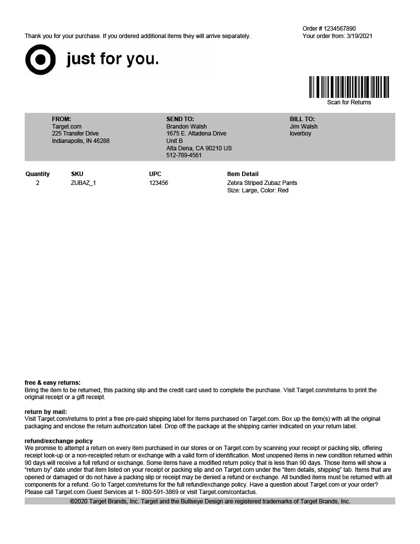 Target 8 5x11 U0026 4x6 Packing Slip Templates For Shipstation