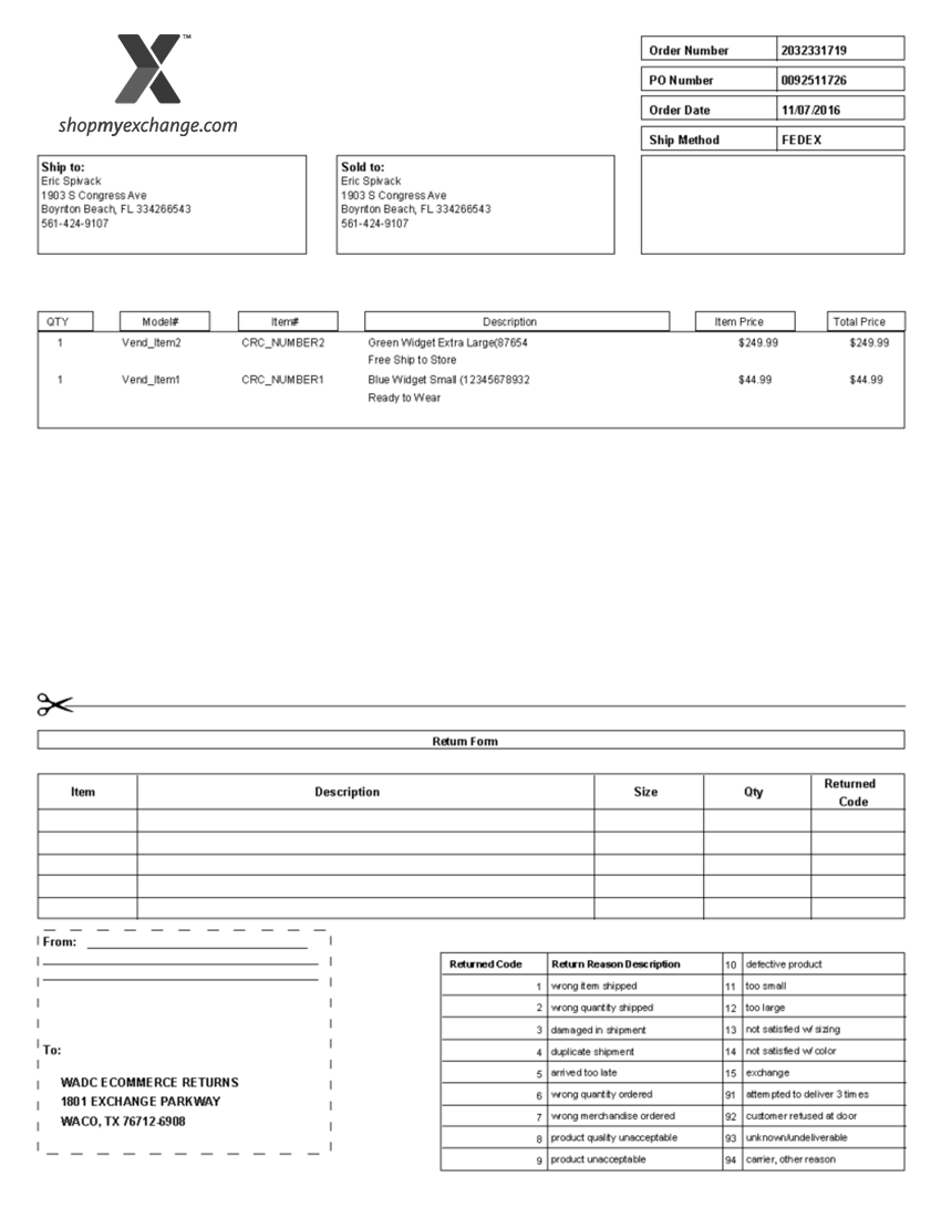 Walmart Packing Slip Template