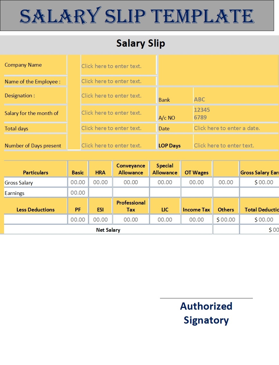 Top 5 Salary Slip Template Free Report Templates