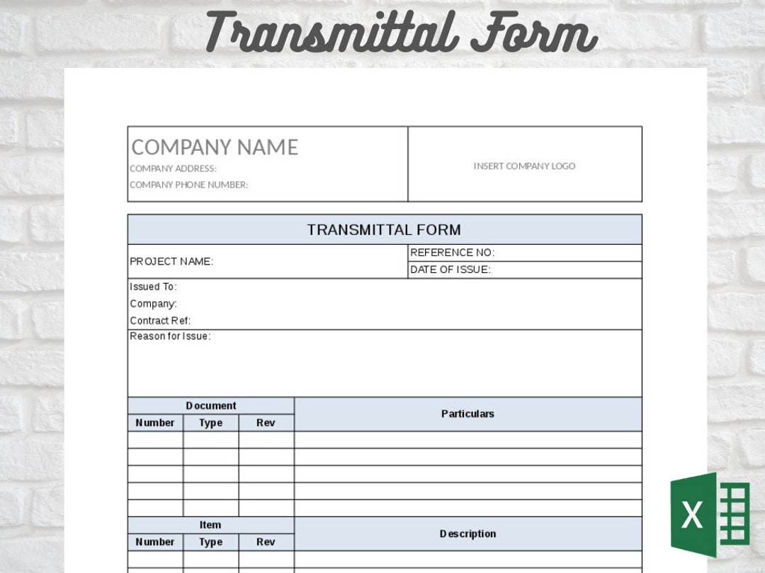 Transmittal Form PROJECT MANAGEMENT Etsy