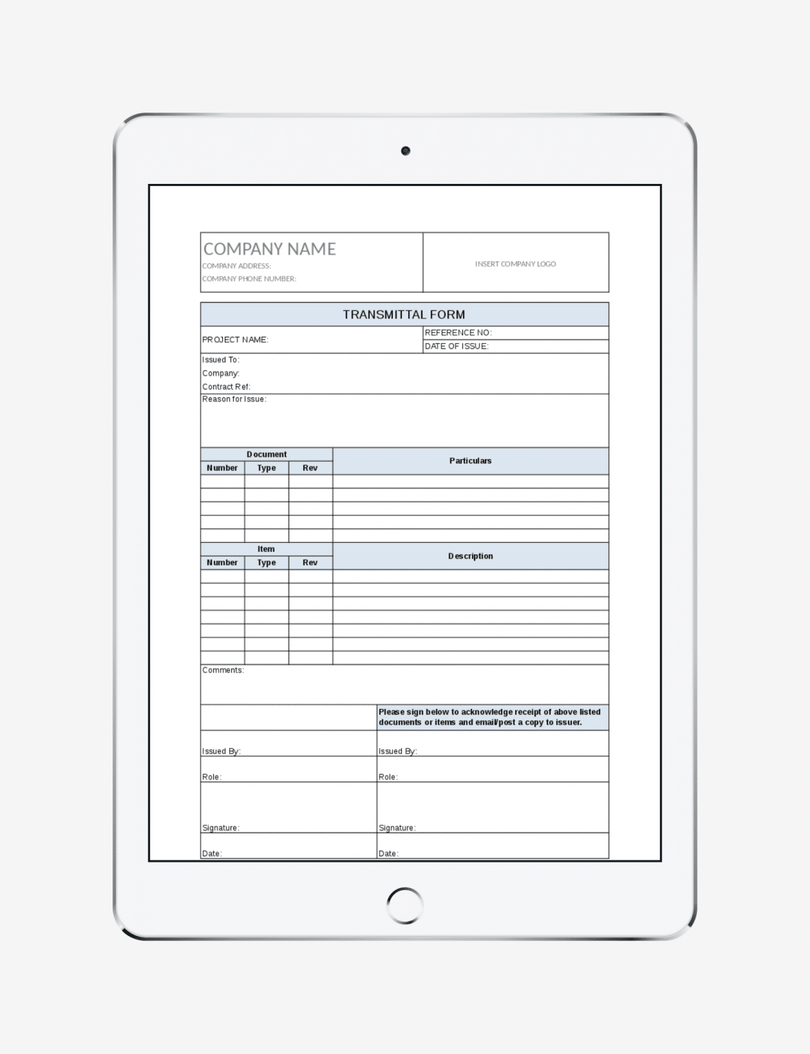 Sample Transmittal Slip Template