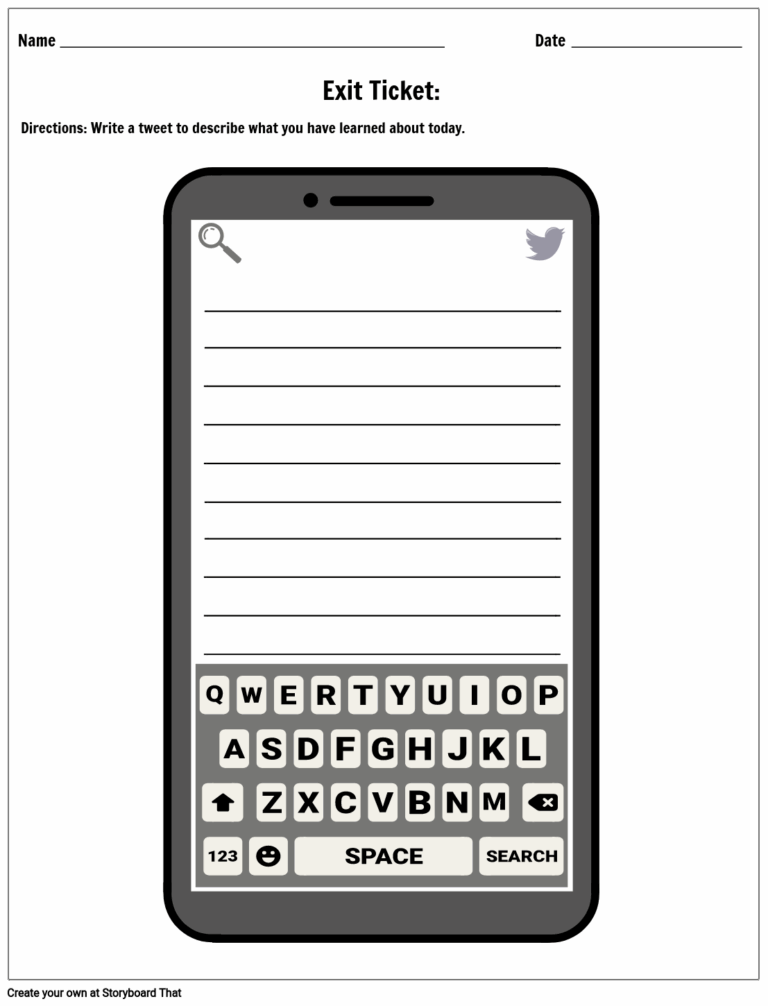 Twitter Search Bar Exit Ticket Template Storyboard