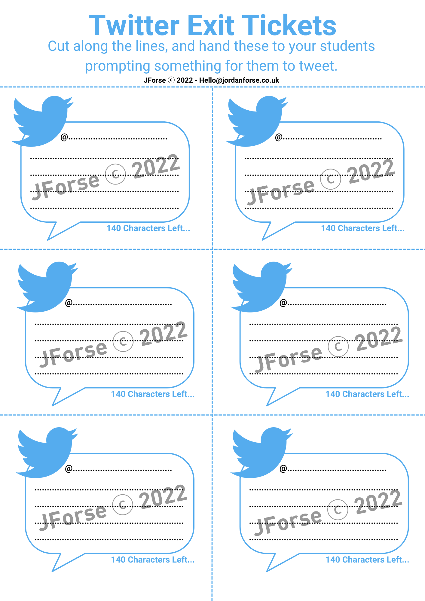 Twitter Tweet Exit Tickets Teaching Resources