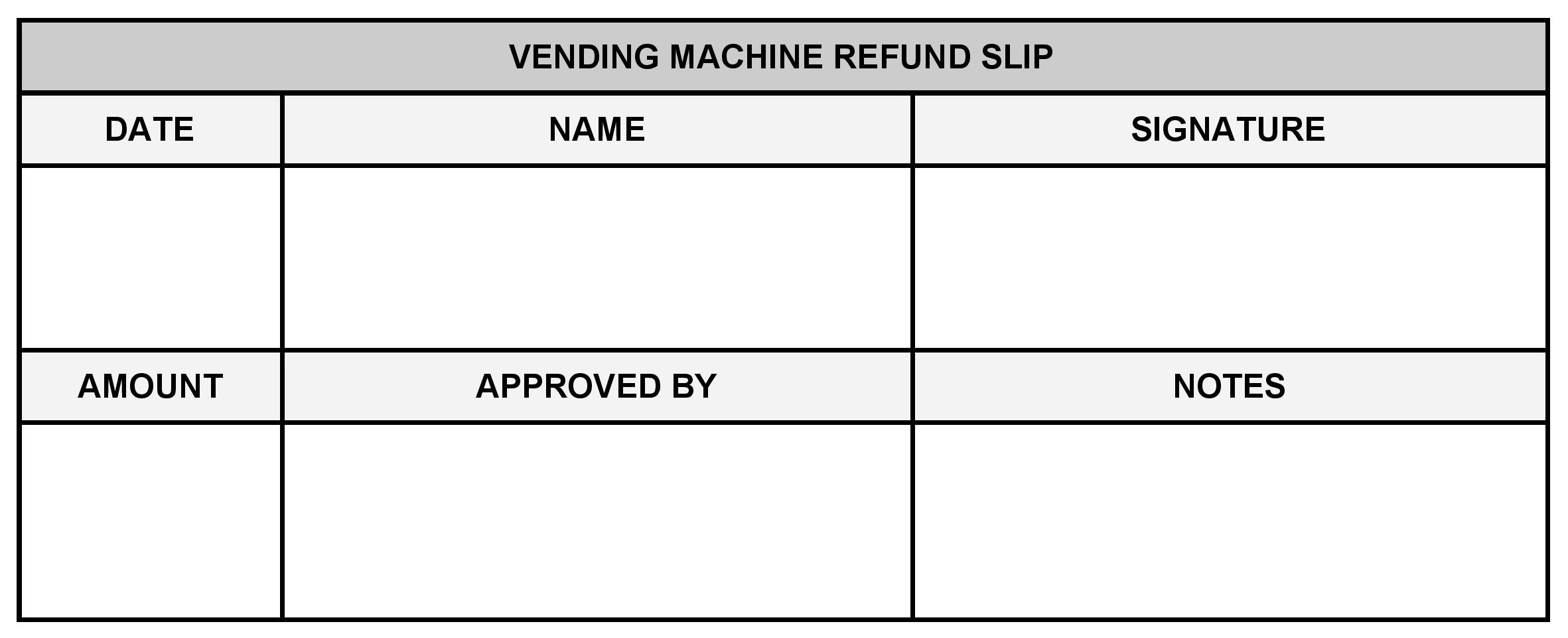 Vending Machine Refund Form