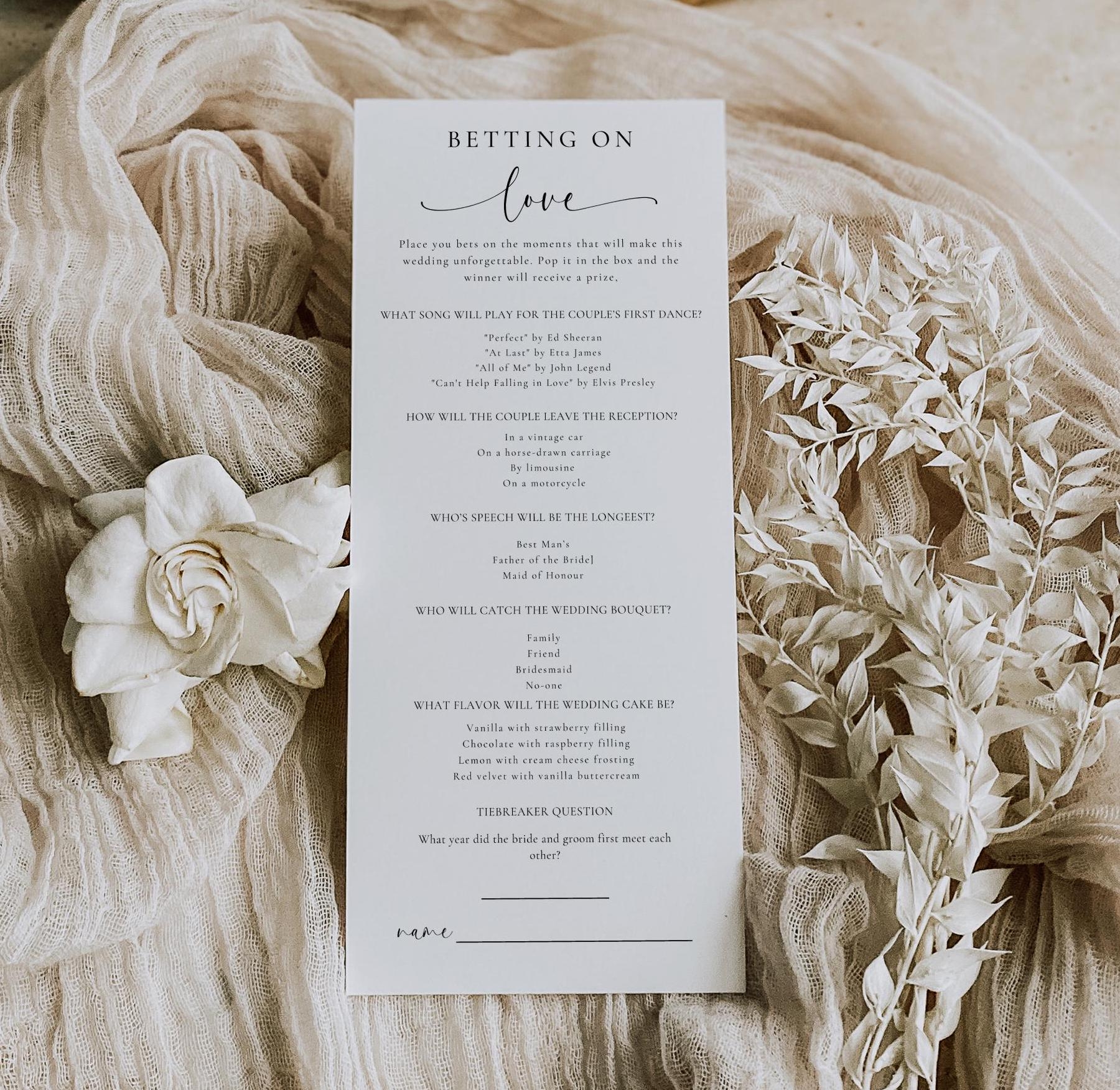 Wedding Betting Etsy