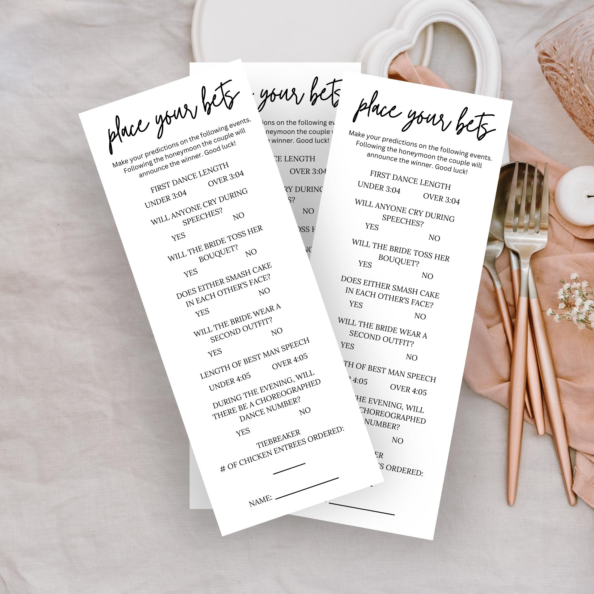 Wedding Betting Etsy