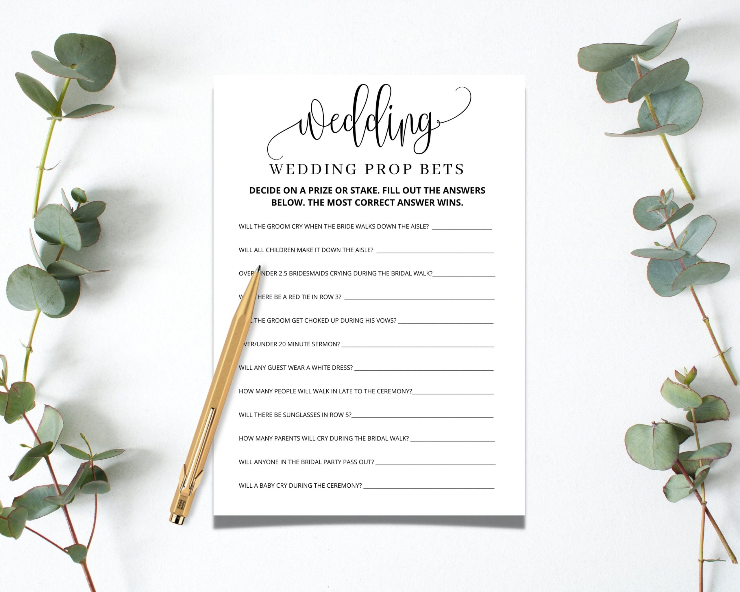 Wedding Betting Slip Template