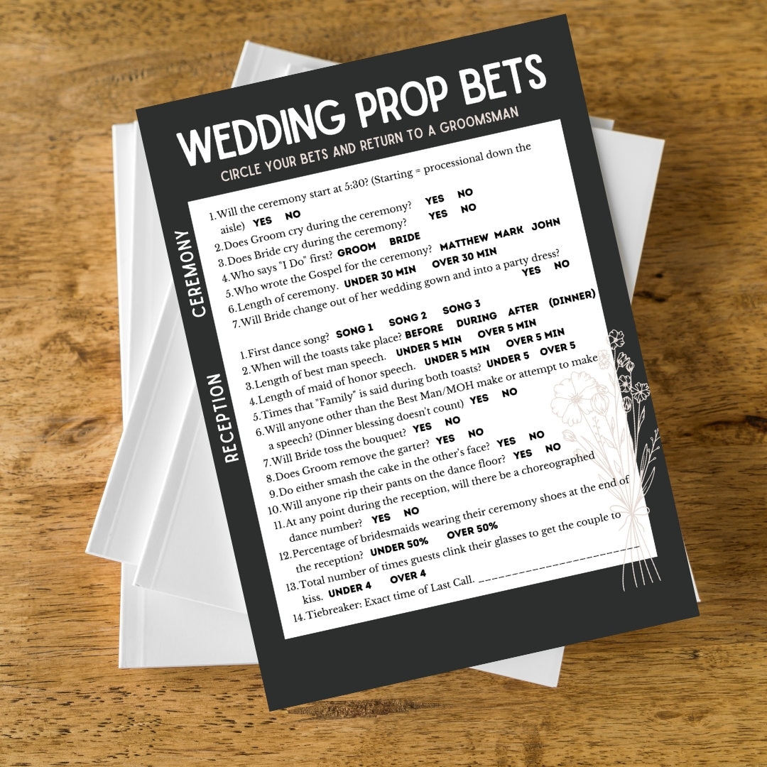 Wedding Prop Bets Etsy