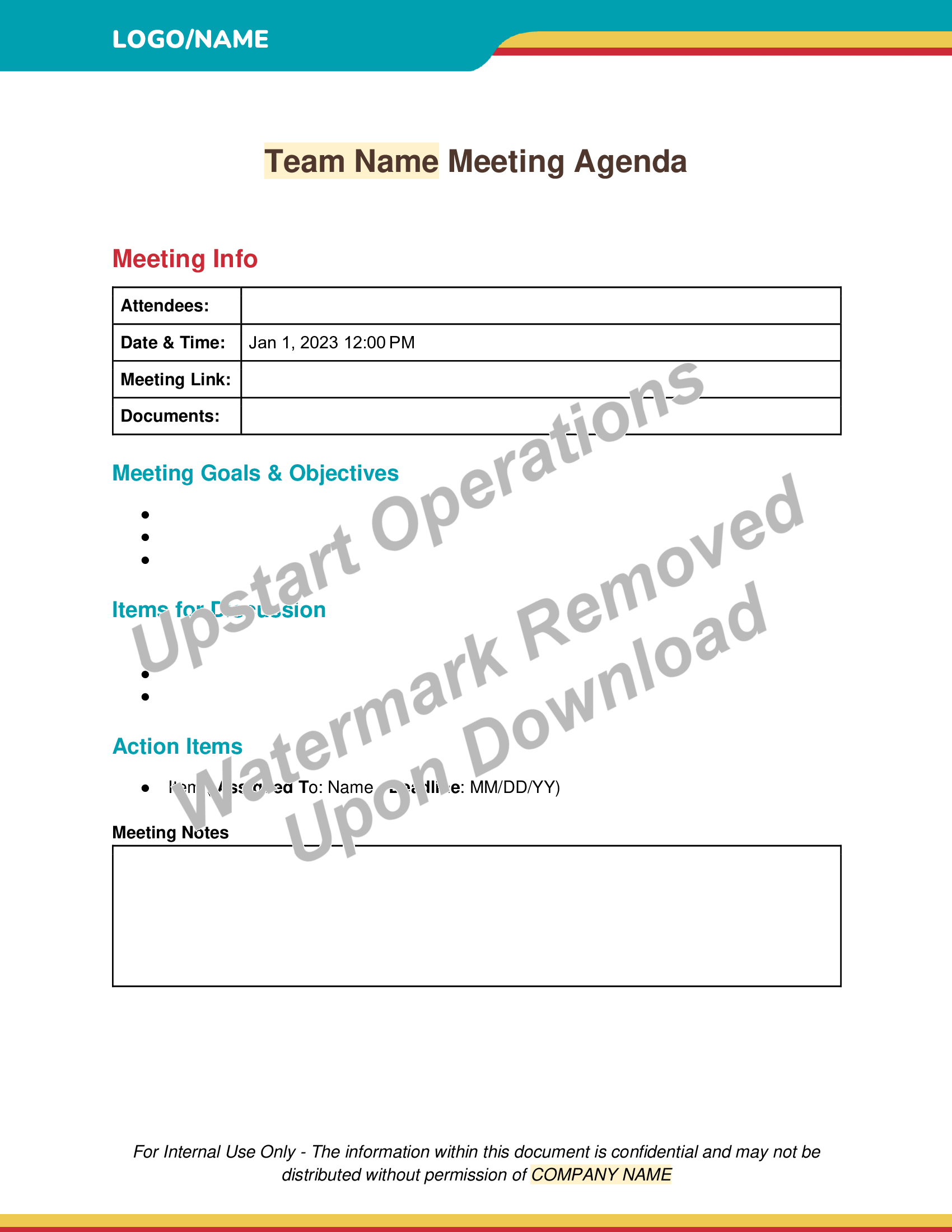 Weekly Team Meeting Agenda Template
