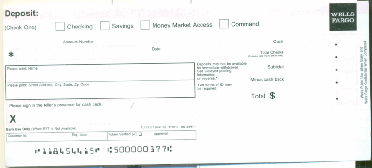 Wells Fargo Deposit Slip Free Printable Template CheckDeposit io