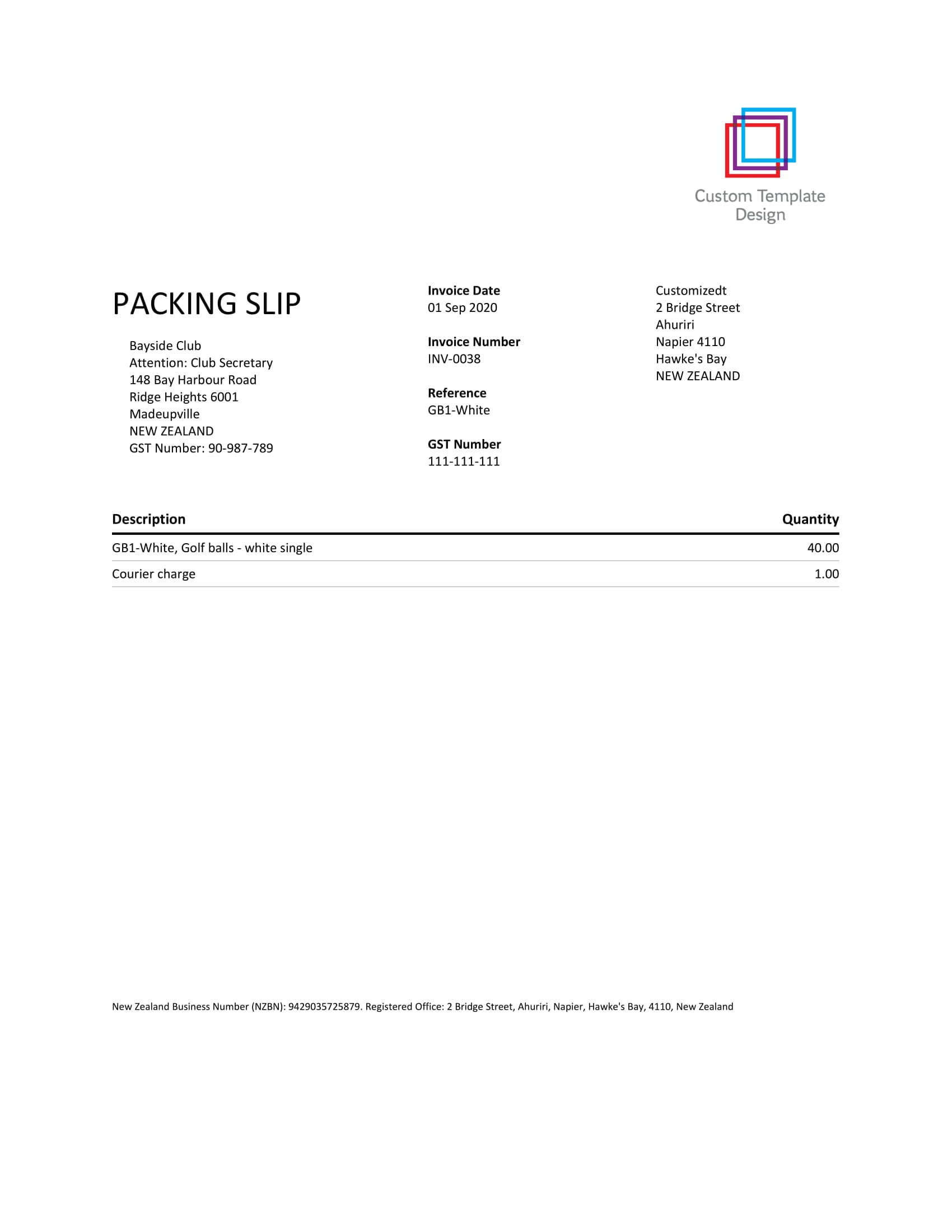 Xero Unpriced Packing Slip Only