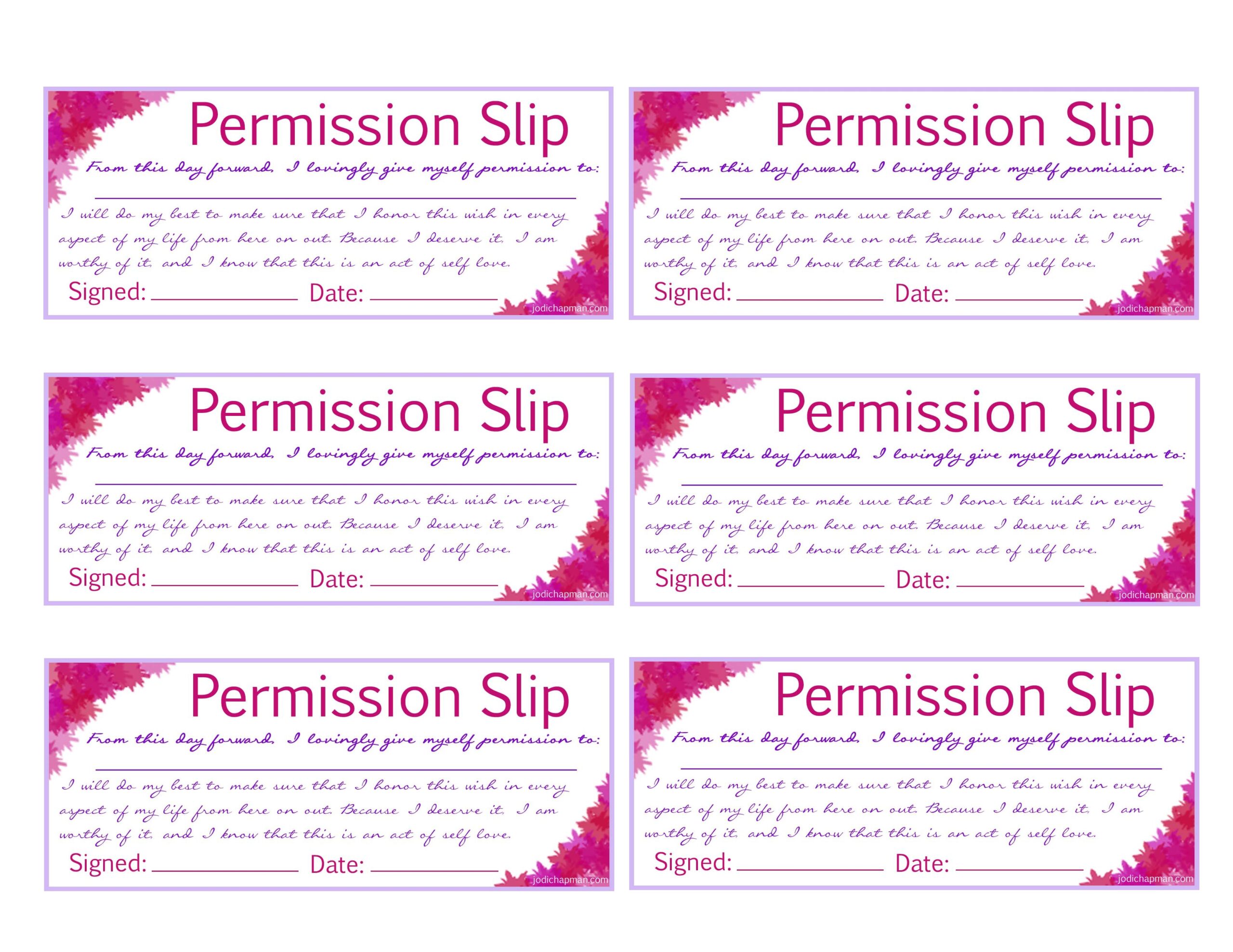 Your Permission Slip Free Print Out 