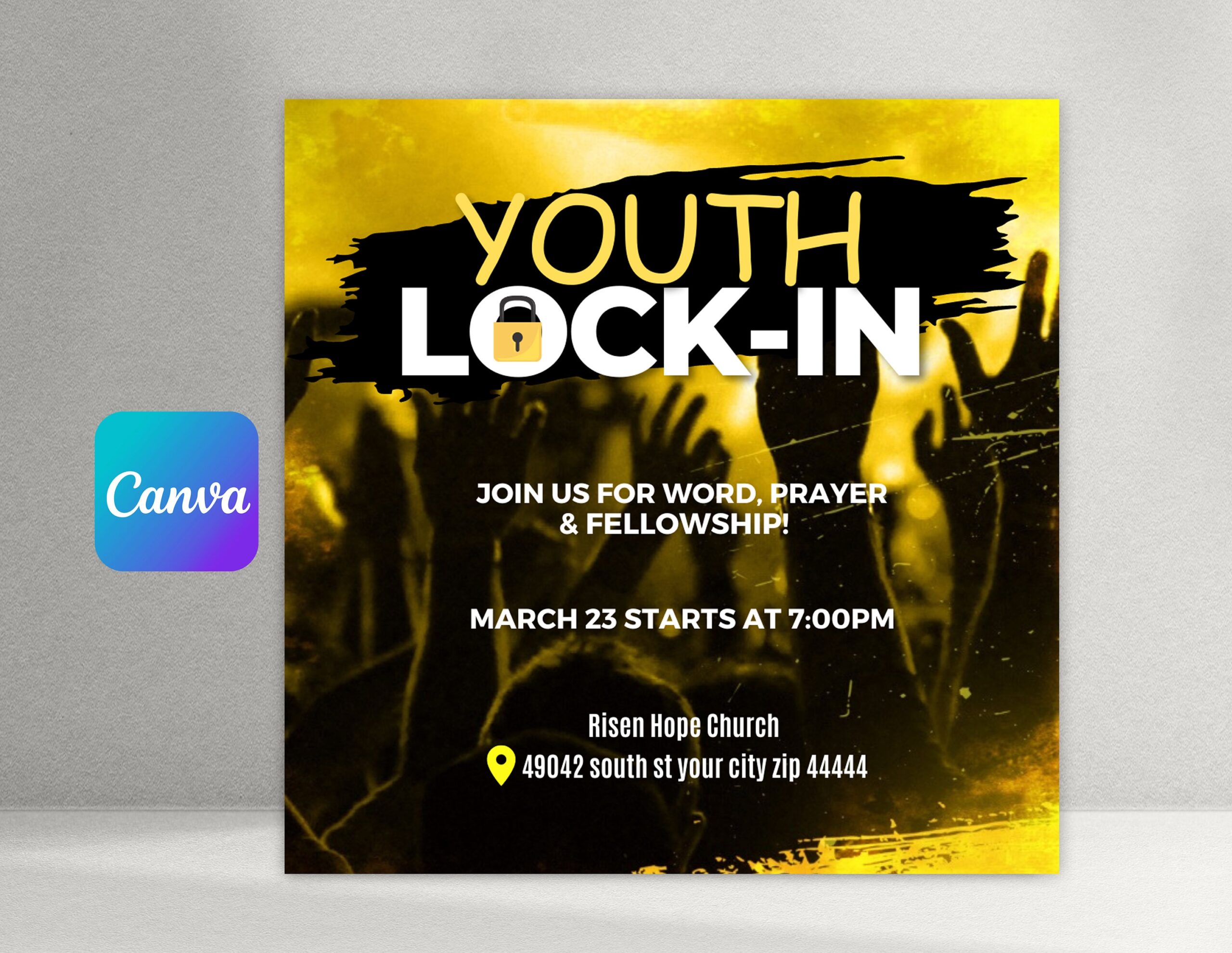Youth Lock In Church Flyer Youth Church Flyer Church Flyer Etsy